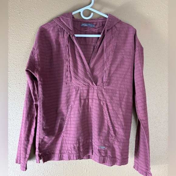 PrAna Farin Pullover Vino Burnt Red Long Sleeve Hooded - Picture 2 of 5